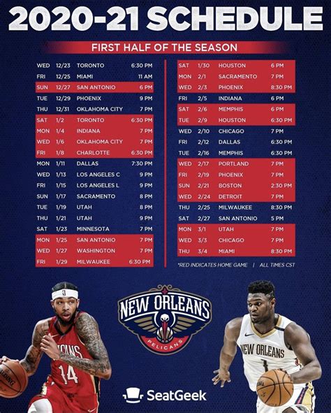 new orleans pelicans home game schedule
